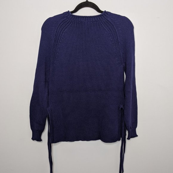 J CREW • Navy Blue Ribbed Tie Crewneck Sweater S - Picture 3 of 8